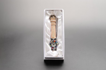 イタリア ベネチアングラス 腕時計(ラメクリーム)